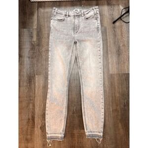 PAIGE Hoxton Ankle Skinny Jeans Light Grey Released Raw Hem Size 27 High Rise